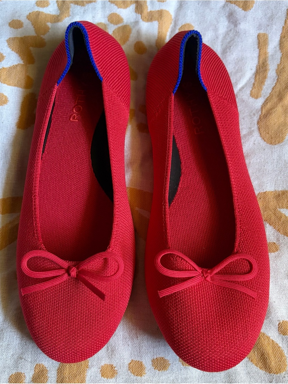 Rothy's Red Knit Ballet Flats with Bow - Picture 2 of 4